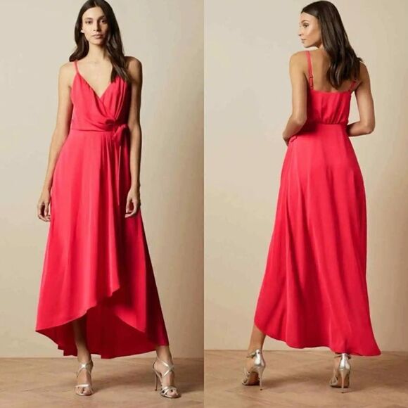 Ted Baker Leaanah Maxi Coral Dress Tank Sleeveless Wrap Size 4 - Picture 1 of 14